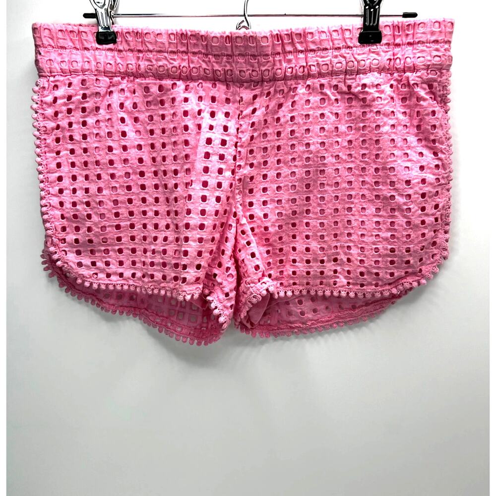 Lilly Pulitzer for Target Eyelet Mid Rise Ball Trim Pink Lined Short Women Small